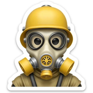 Skeleton wearing a gas mask sticker