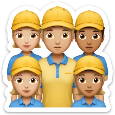 16 blokes on a golf trip wearing yellow golf caps sticker