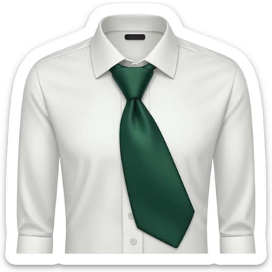 men's dark green tie on white shirt, minimalism, no emojis or faces, iOS emoji style sticker