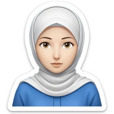 woman with white hijab wearing blue outfit, looking straight ahead, surrounded by code snippets, algorithms, data structures, programming languages, command terminals, software architecture diagrams, computer science formulas, and futuristic tech interfaces sticker