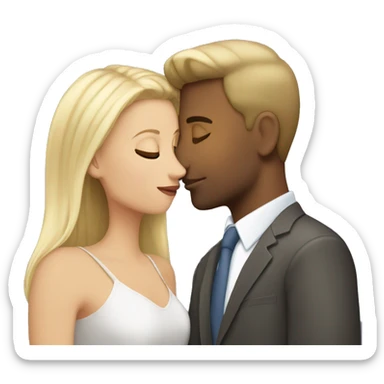 blonde guy kissing brunette girl sticker