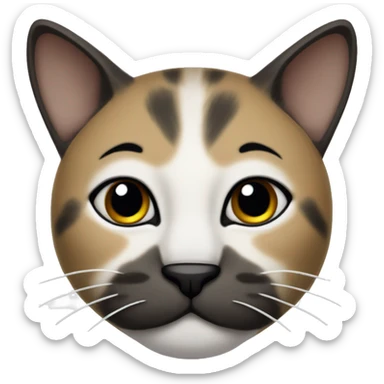 Cat with clear white face, with a black mustache-shaped spot under the nose and a little on nose. Big Dark patches on the forehead and around the ears  sticker