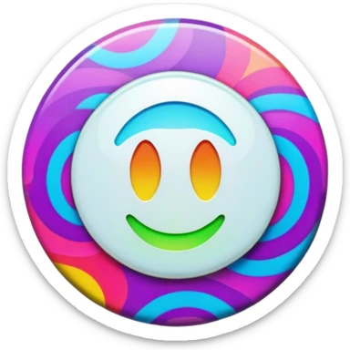 Psychedelic colored round beveled shirt button sticker