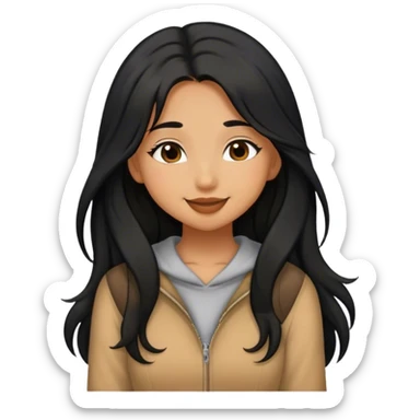 Tan girl with black long hair classy kisses smiles and cute outfit sticker
