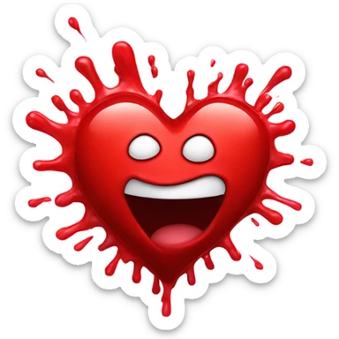 Heart with exploding red goo going out from heart sticker
