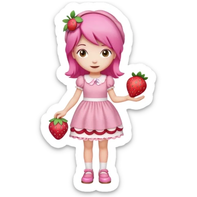 pretty and cute realistic modern day cartoon character strawberry shortcake full body sticker