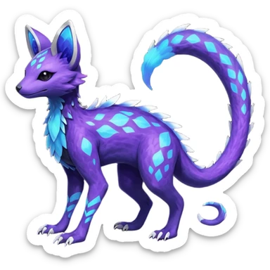 Rare realistic purple indigo violet nebulae shiny sparkly dark-neon glowing bioluminescent edgy badass epic pretty beautiful handsome gorgeous aesthetic colorful vibrant Vernid-Trico-species-Fakemon-creature by LiLaiRa, 4 legs, 1 tail, random markings, (full body) sticker