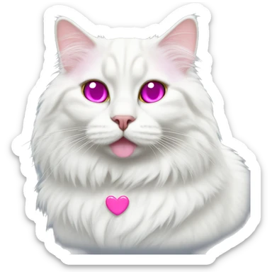 White siberian cat with pink heart eyes  sticker