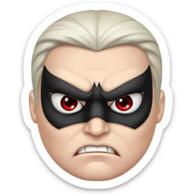 angry ninja face emoji, dark mask, sharp eyebrows, frowning sticker