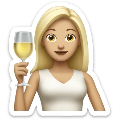Blonde woman holding glass of white wine sticker