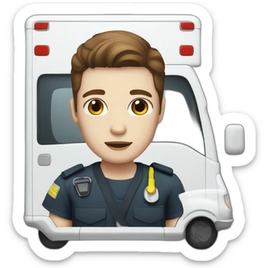 Ambulance yung man with white skin and brown hair  sticker