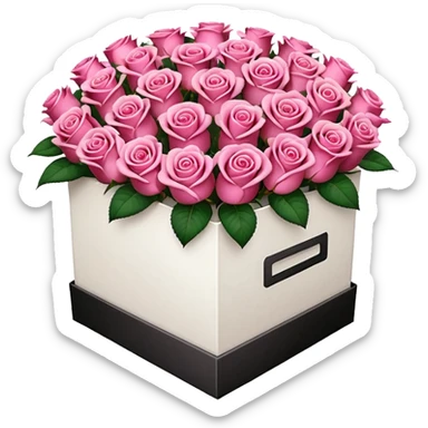 bouquet of pink 30 roses in a white box sticker