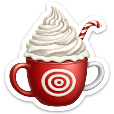 Peppermint hot cocoa with whipped cream and crushed peppermint candy on top sticker