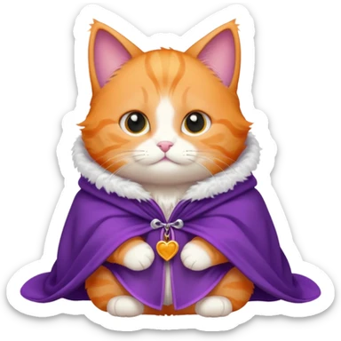 baby orange cat in purple cloak sticker