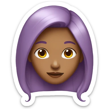 create an emoji describing a brown girl with light purple hair sticker