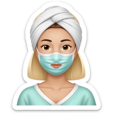 Lady with face mask spa beauty full face relaxing sticker