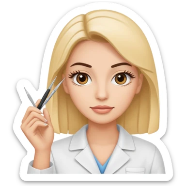 Eyelash technician holding tweezers  sticker