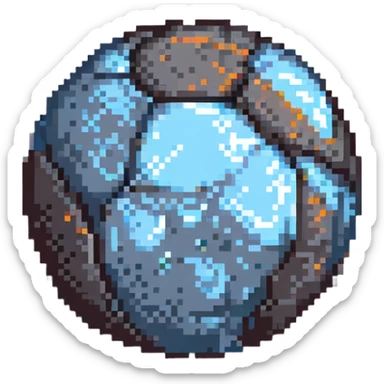 Mercury planet emoji, round, rocky gray ball with visible pitted marks, pixel art style sticker