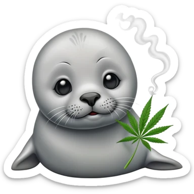 Grey slim baby seal Smoking cannabis weeds sticker
