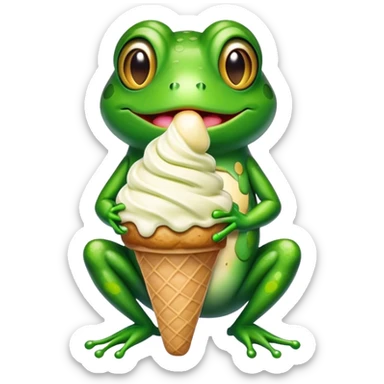 frog with ice cream  sticker