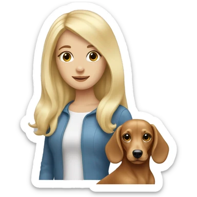 white blonde girl with longhair dachsund sticker