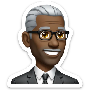 deon sanders with suit and glasses and buzz cut and small eyes over 50 small Gray beard sticker