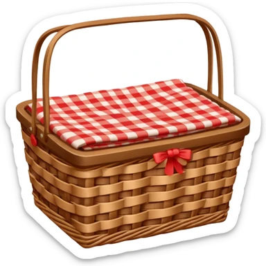 empty wicker basket with picnic cloth  sticker
