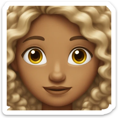 tanned girl with long curly brown hair and long lashes sticker