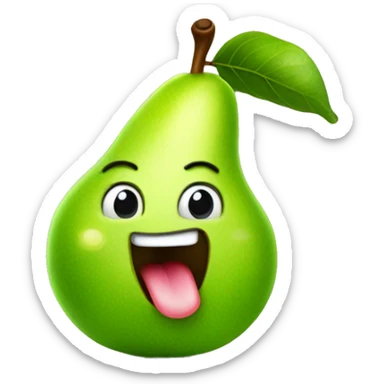 Shiny Green Cute pear with tongue sticker