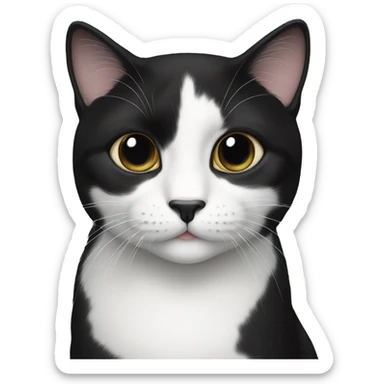 black and white cat with black chin  sticker