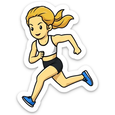 Michelle Monaghan running, athletic woman with honey blonde hair sticker
