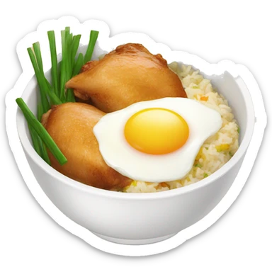 chicken thigh rice bowl with two eggs sticker