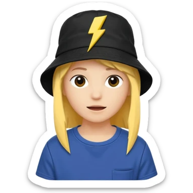 A streetwear-style bucket hat with a small lightning bolt on the side, minimalistic design sticker