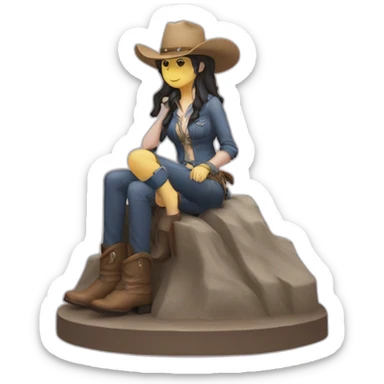 Anime cowgirl position statue with two persons sticker