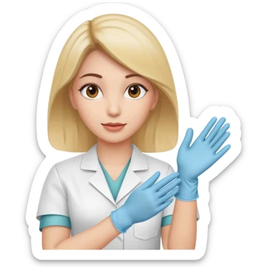 a woman in homecare wearing medical gloves sticker