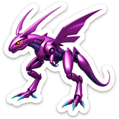 Shiny Exotic Colorful epic Miraidon-Genesect-Fakémon-hybrid-creature (full body)  sticker