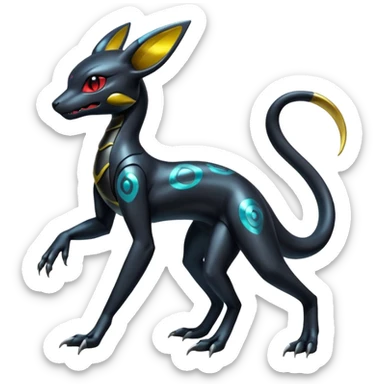 Shiny Cool Futuristic Salandit-Umbreon-Fakémon-hybrid-creature (full body)  sticker