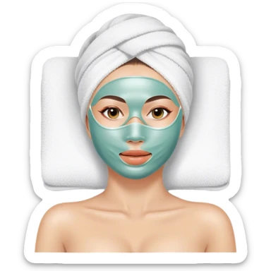 Lady with face mask spa beauty full face relaxing sticker