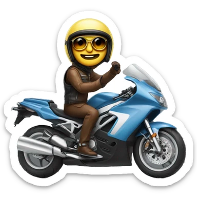 A trttle on a motorbike with a jet helmet nd glases sticker