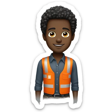 Black Male with Small Afro from Home Depot wearing orange pro loader vest pushing orange home depot carts sticker