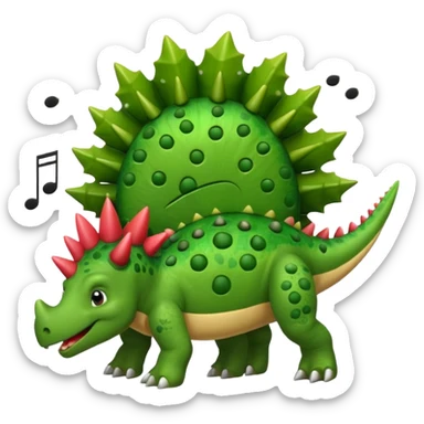 cartoon stegosaurus with music notes funny face sticker