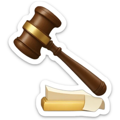The gavel  hits the sound block sticker