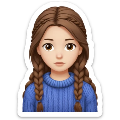 Chica blanca de pelo castaño ojos oscuros atractiva y con jersey de invierno pelo muy largo recogido con unos mechones saliendo sticker