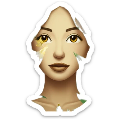  Hemp 420 lady face melting gold drizzle kintsugi palm leaves tropical made of 420 origami newspaper roses hemp leaves lantern fairy lights burning paper and hemp leaves in hair sticker