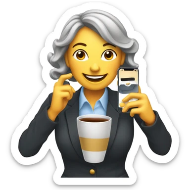 Happy Lady corporate business owner shooting tea photos & videos with her phone sticker