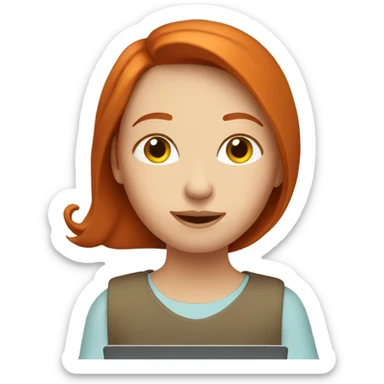 Redhead with laptop sticker