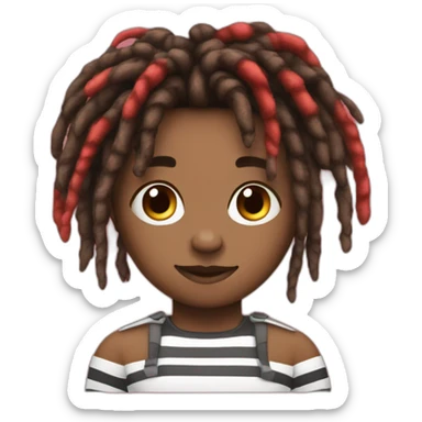 Cute brown skin with red and black striped colored dreads sticker