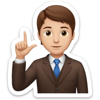 Mach mir einen Typen mit braunen haaren der an der börse als trader arbeitet der mit einer hand so von vorne nach rechts zeigt sticker