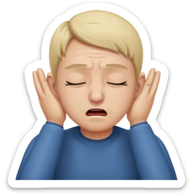 person covering ears, wincing in pain sticker