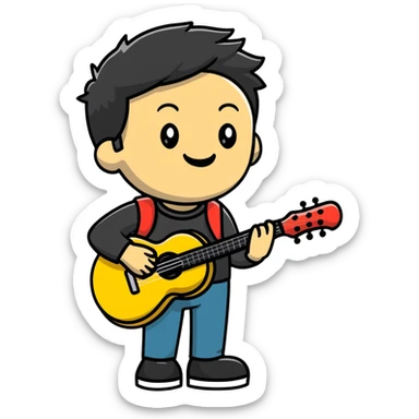Musician with a confident smile looking up sticker